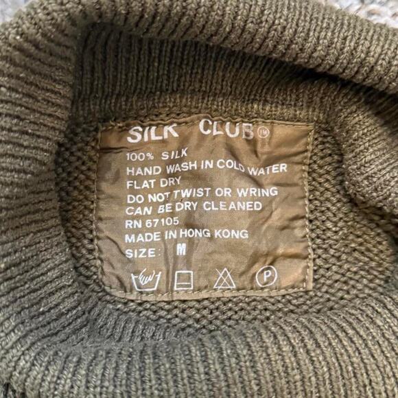 Preppy Soft Silk Club Green Turtleneck Sweater - Picture 6 of 6